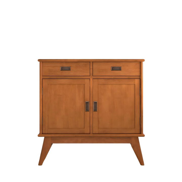 Paxwal Mid‑Century Modern Solid Rubber Wood Storage Cabinet