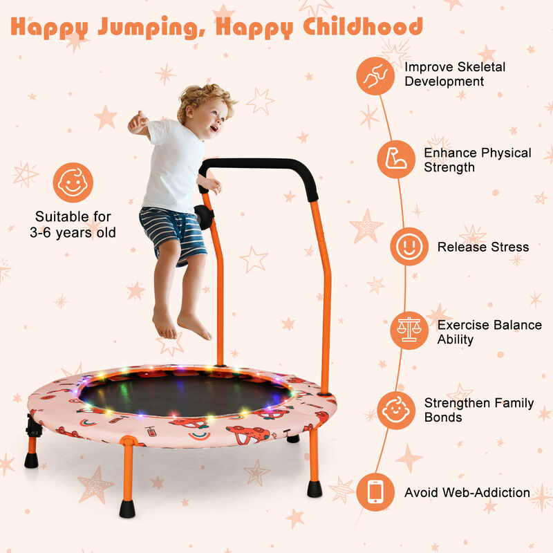 Kids Mini Trampoline with Colorful LED Lights and Bluetooth Speaker image number 6