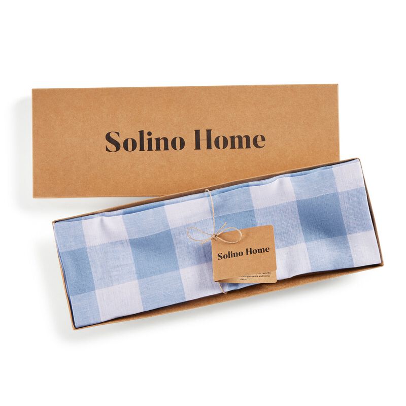 Solino Home Buffalo Check 100% Linen Placemats &ndash; Set of 4, 14 x 19 in, Machine Washable, Holiday and Everyday Dining