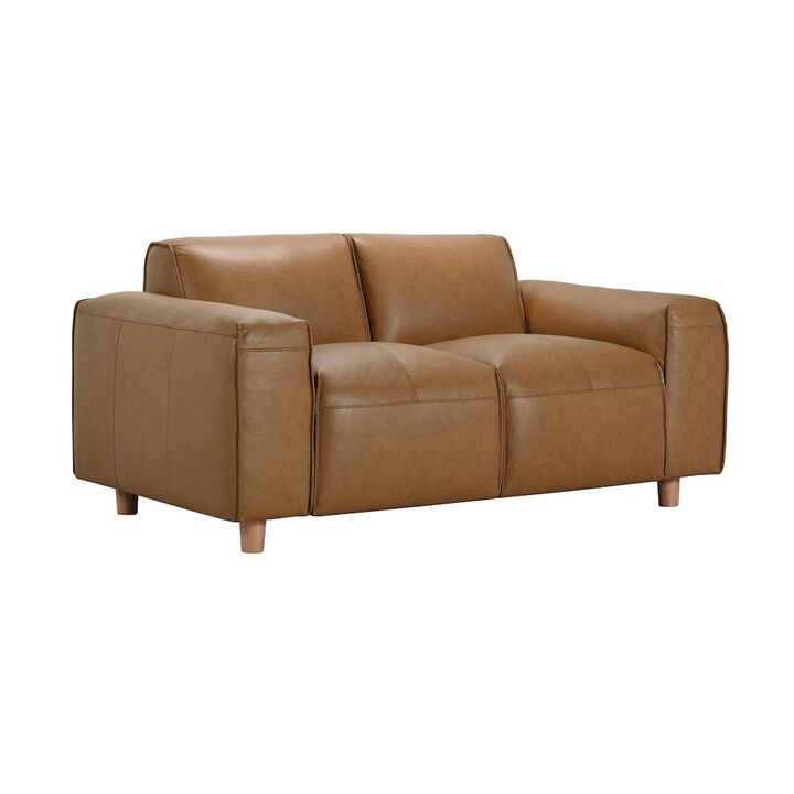 Porter Designs Nerio Top-Grain Leather Loveseat, Brown