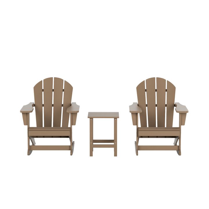WestinTrends 3-Piece Outdoor Patio Rocking Adirondack Chairs with Side Table Set
