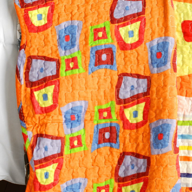 Vermicelli Quilted Cotton Striped Printed Quilt Set Queen Size Sparks Fly Design Set image number 3