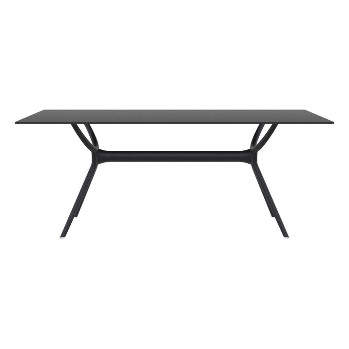 71" White Sleek Rectangular Outdoor Patio Dining Table