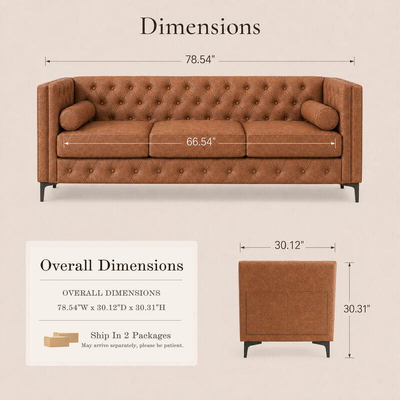 Drujep 78.5" Faux Leather Sofa image number 5