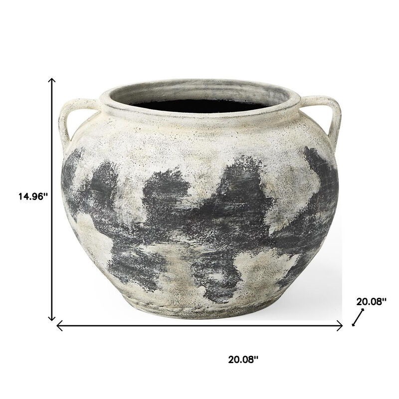 HomeRoots 15" Black And White Ombre Ceramic Amphora Floor Vase image number 3