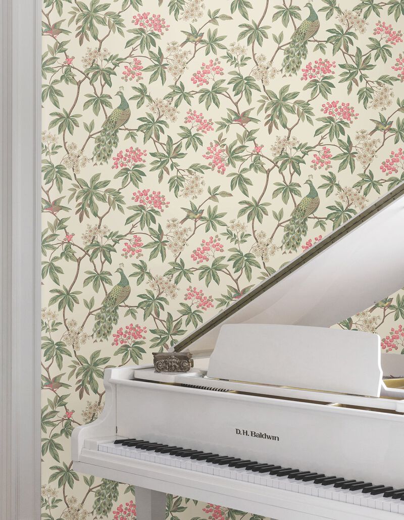 Peacock Estate Cream Wallpaper (Double Roll) image number 4