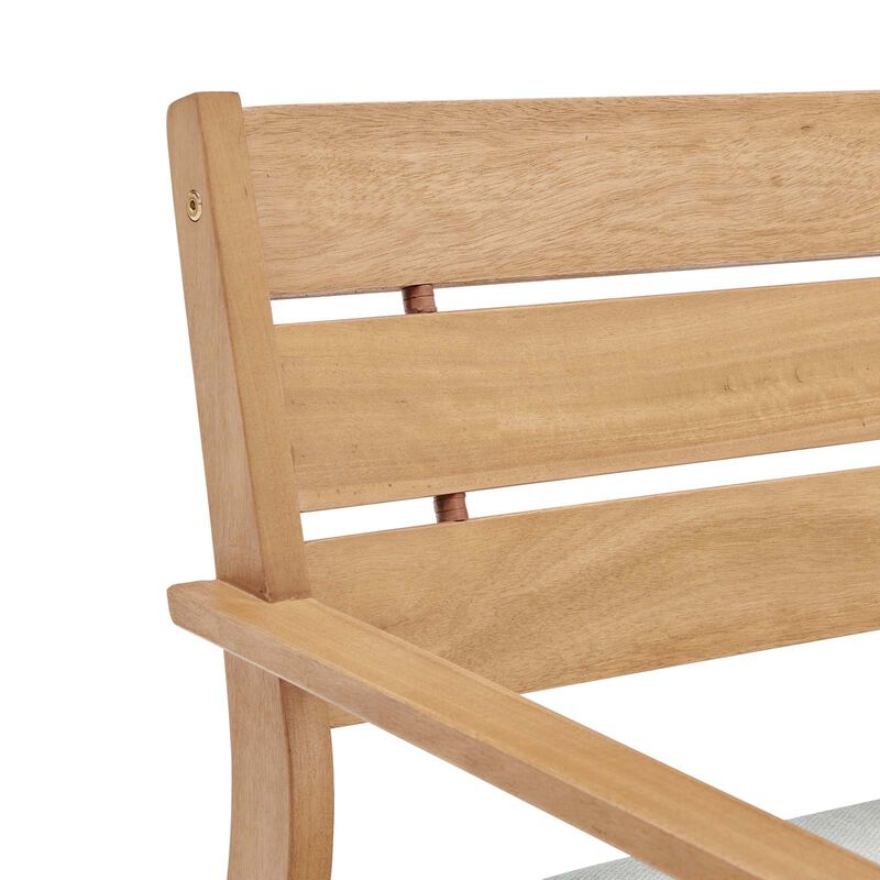 Modway - Viewscape Outdoor Patio Ash Wood Loveseat Natural Taupe