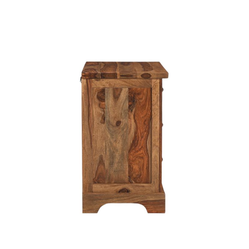 HomeRoots 27" Brown Solid Wood Live Edge Three Drawer Nightstand image number 2