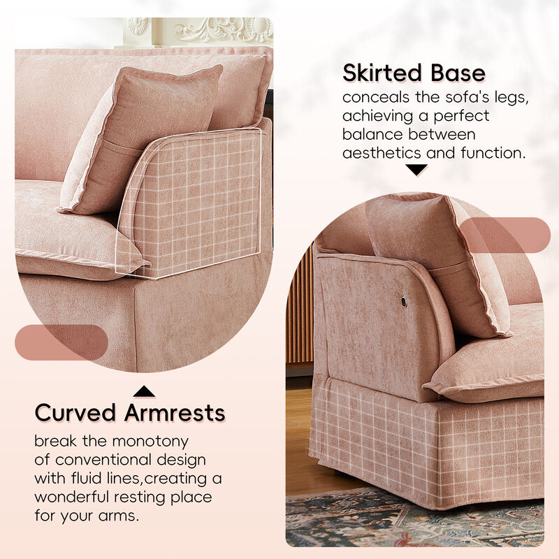 Merax Modern Chenille Upholstered Armchair with Integrated Charging Ports image number 6