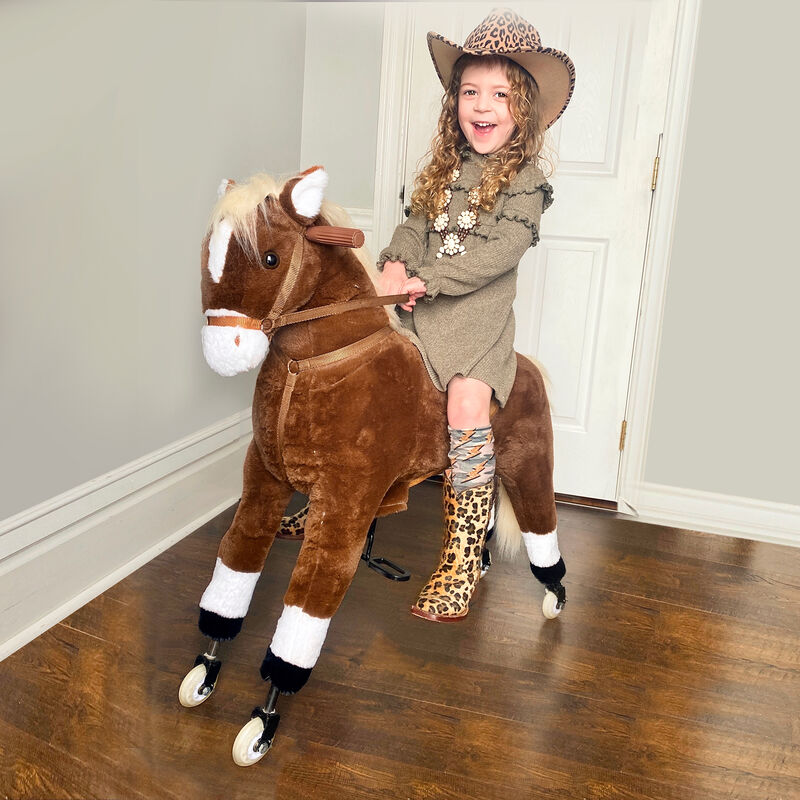 BreeBe Plush Ride-On Horse with Easy Rolling Wheels image number 1