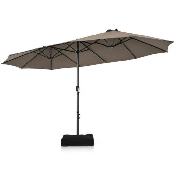 Double-Sided Patio Umbrella with 12-Rib Structure for Extra Stability