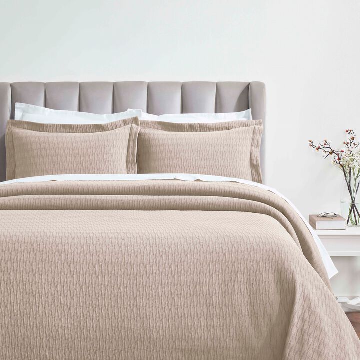 Lightweight Cotton Matelasse Bedspread Set with Diamond Pattern