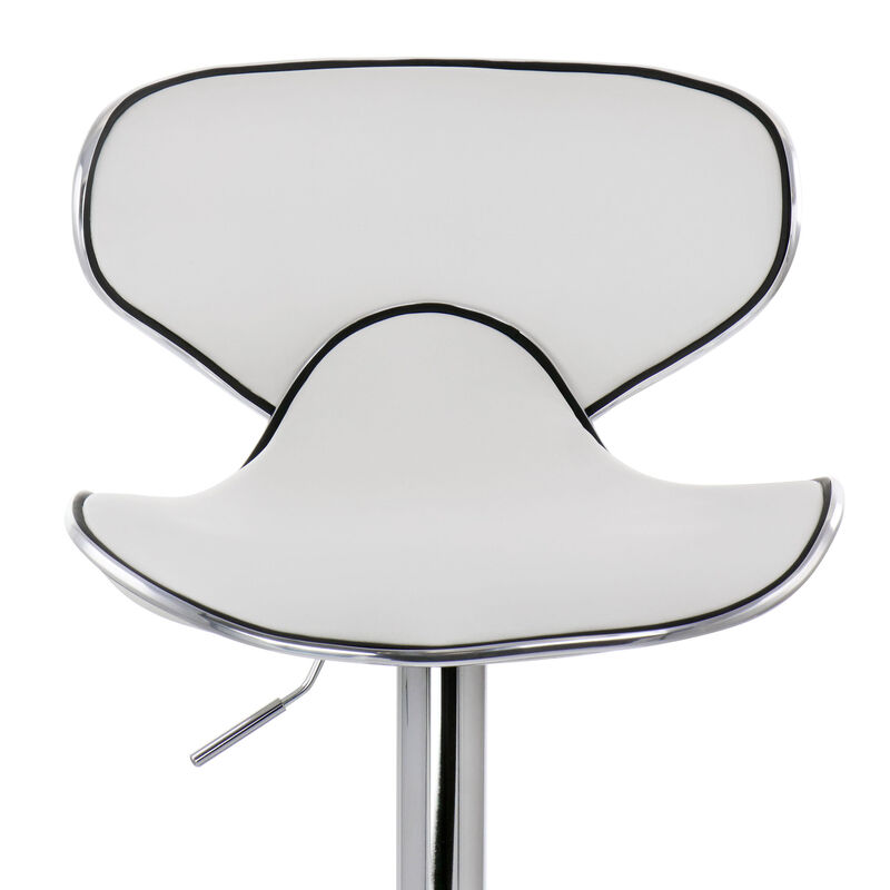 Elama 2 Piece Faux Leather Adjustable Bar Stool in White with Chrome Base image number 6