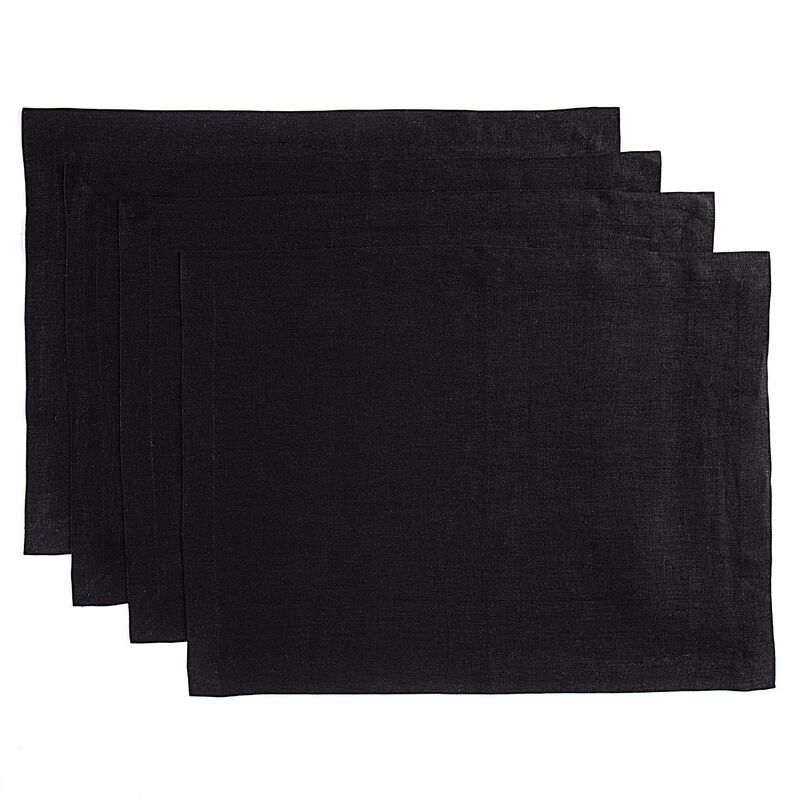 Solino Home Fete 100% Linen Placemats &ndash; Set of 4, 14 x 19 in, Machine Washable, Holiday and Everyday Dining