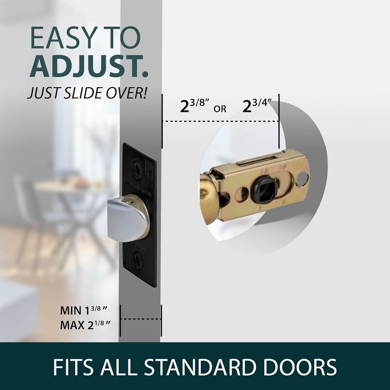 Mega Handles 2-Way Adjustable Privacy/Passage Replacement Door Latch | Universal for Half Moon Spindles