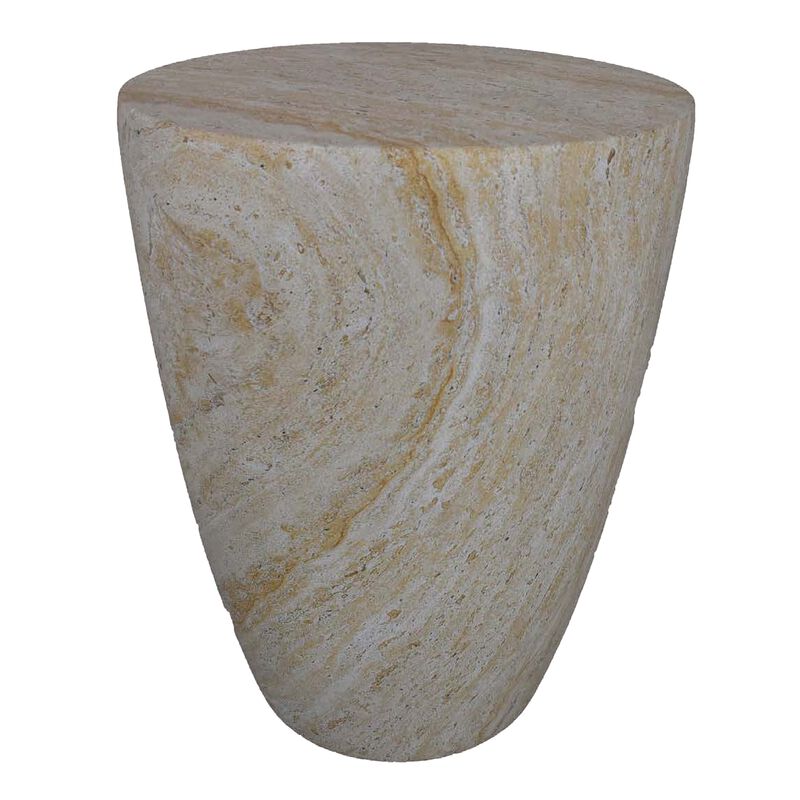 Archi Plant Stand Table, Tapered Marbled White Resin Base 18 Inch - Benzara