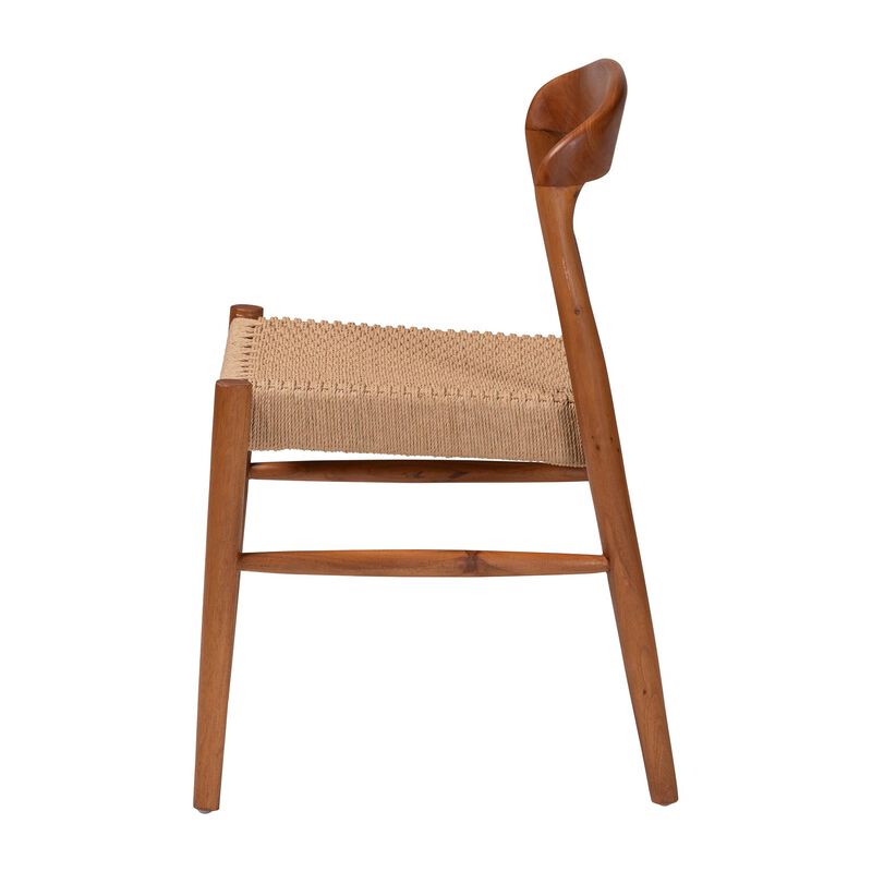 bali & pari Lorena Paper Loom Woven Dining Chair - Mahogany Wood Frame Accent Chair with Curved Back for Kitchen or Dining Room Seating image number 2