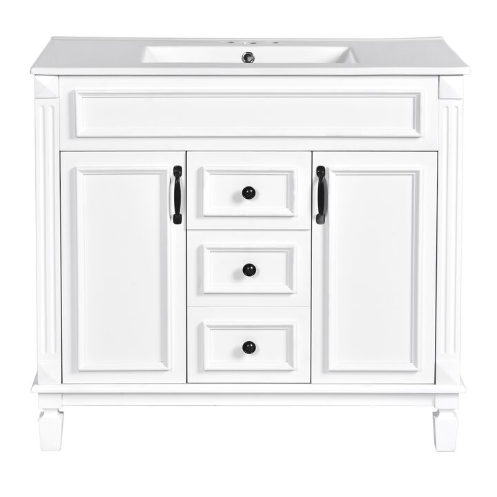 36 in. W Modern Bathroom Vanity with Sink and Top, 2 Soft-Close Doors and Storage Cabinet