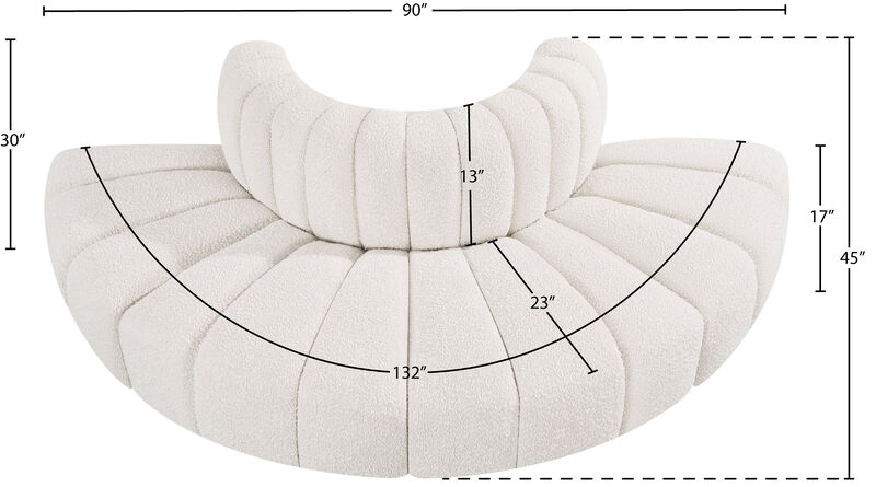 Meridian Furniture Arc Cream Boucle Fabric Modular Sofa