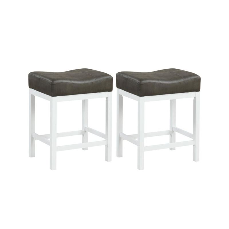 Hivvago Linen Fabric Saddle Stools Set of 2 with Cushioned Seat