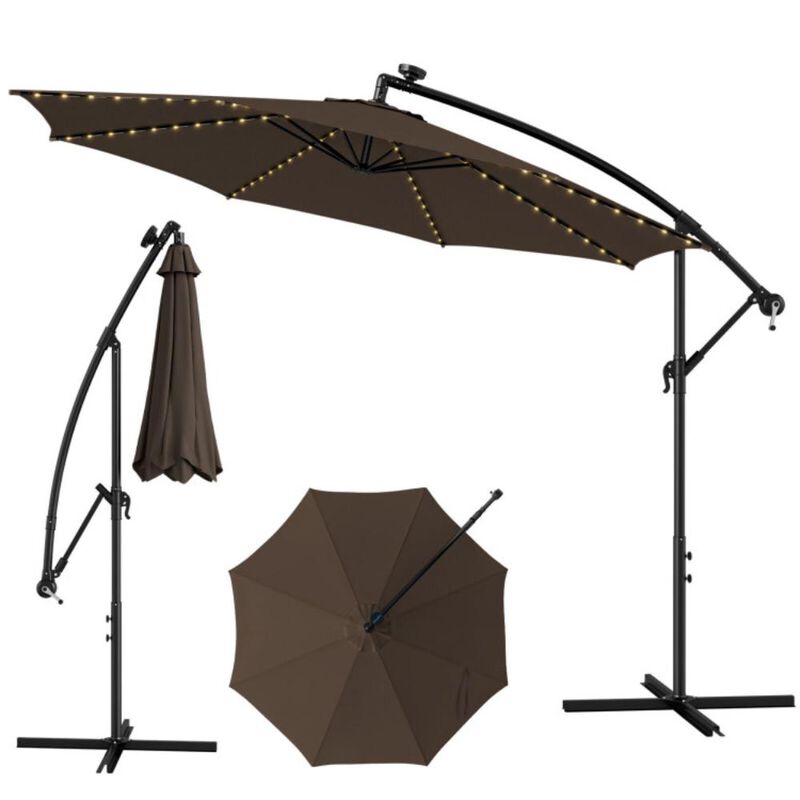 Hivvago 10 Feet Patio Umbrella with 112 Solar-Powered LED Lights