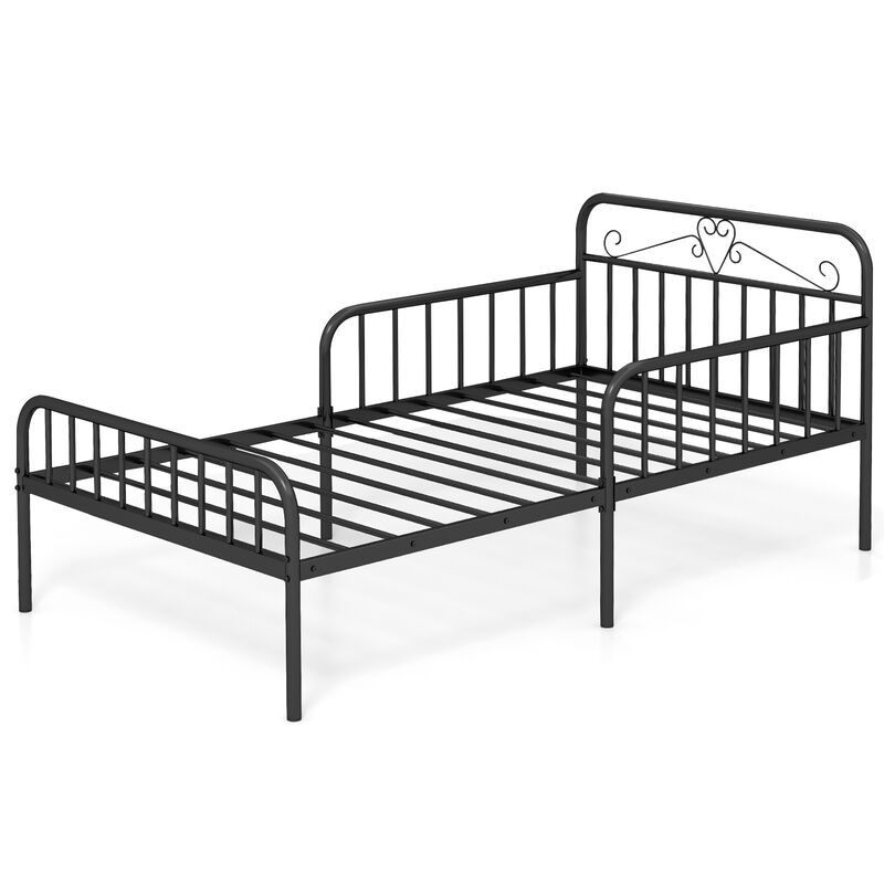 Bed Frame with Headboard and Safety Side Guardrails
