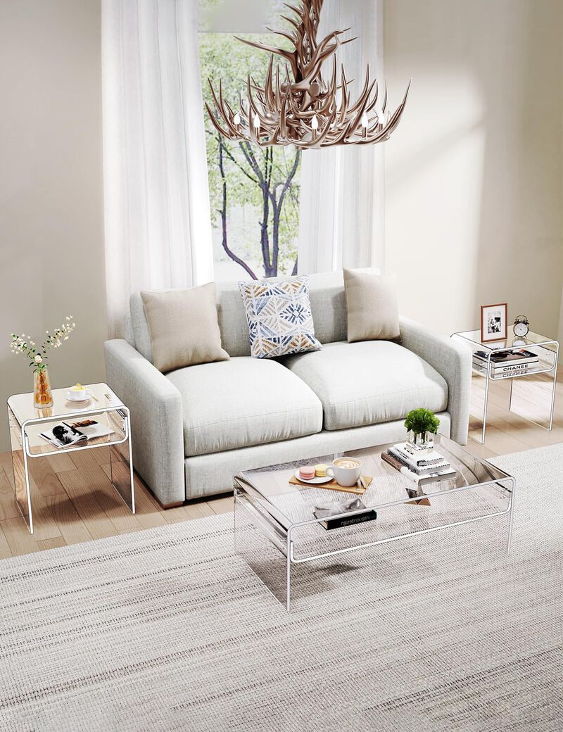 solaround Clear Acrylic End Table 2-Tier Bedside nightstand for Living Room Bedroom Home Decor (Clear Double)