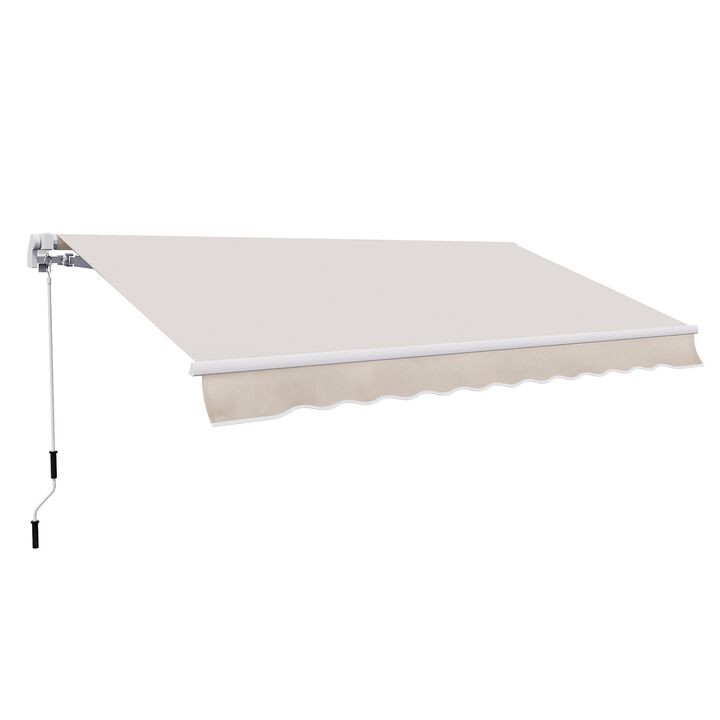 Retractable Awning 8' x 7' Patio Manual Outdoor Patio Sun Shade w/ Crank Handle Deck Window Cover Beige