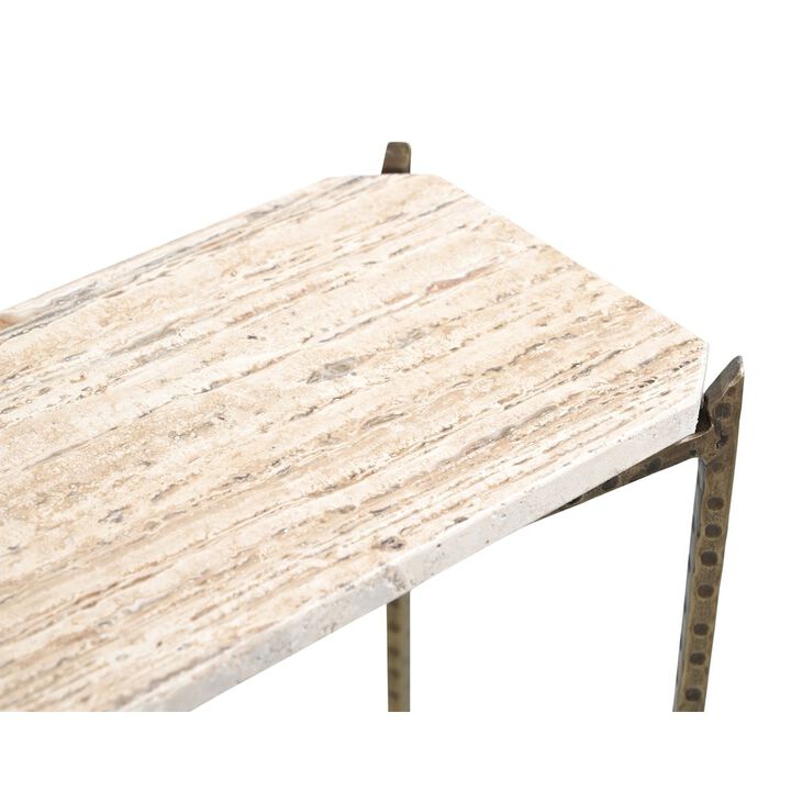 Alex Hamilton Asher 32 Console Table with Travertine Top