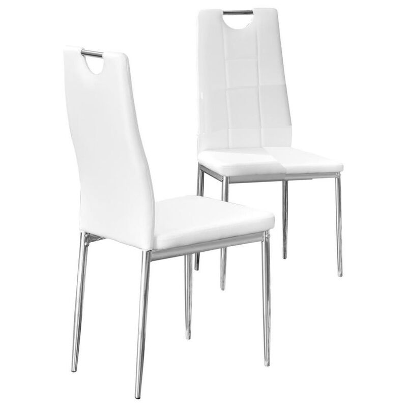 Best Master Beverly Faux Leather Upholstered Side Chair - White (Set of 2)