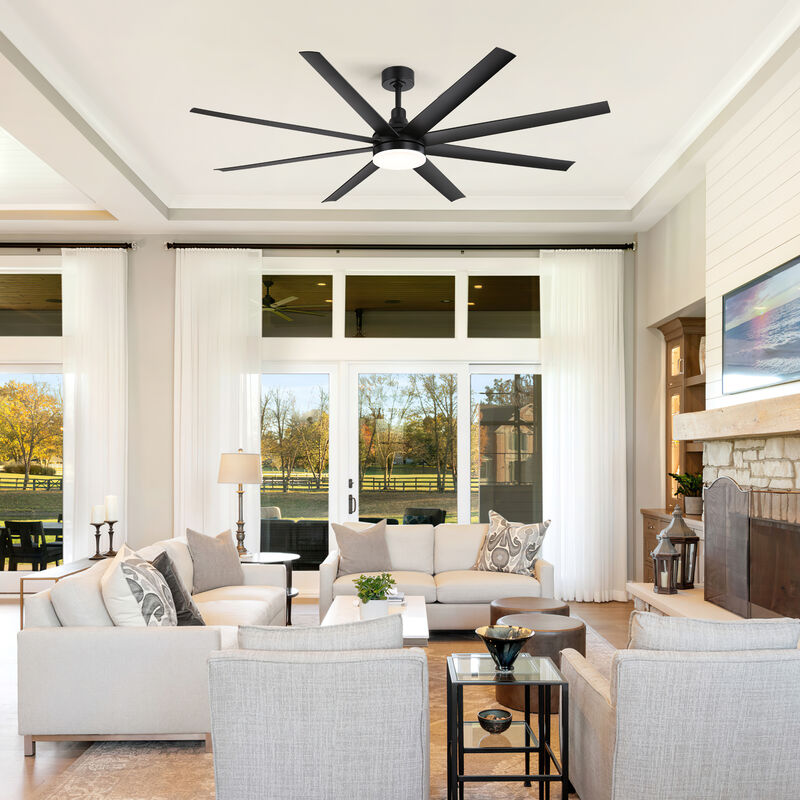 Breezary 72 Inch Black Morden LED Ceiling Fan with Light Remote(8-Blade) image number 7