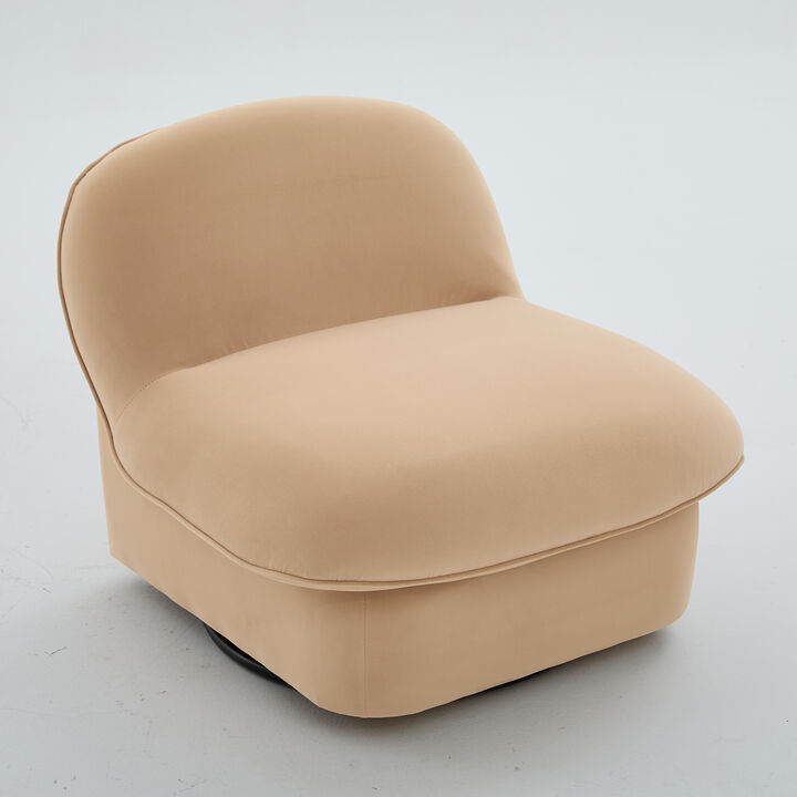 Merax Swivel Accent Chair 360-degree Metal Base with Velvet Fabric Upholstery
