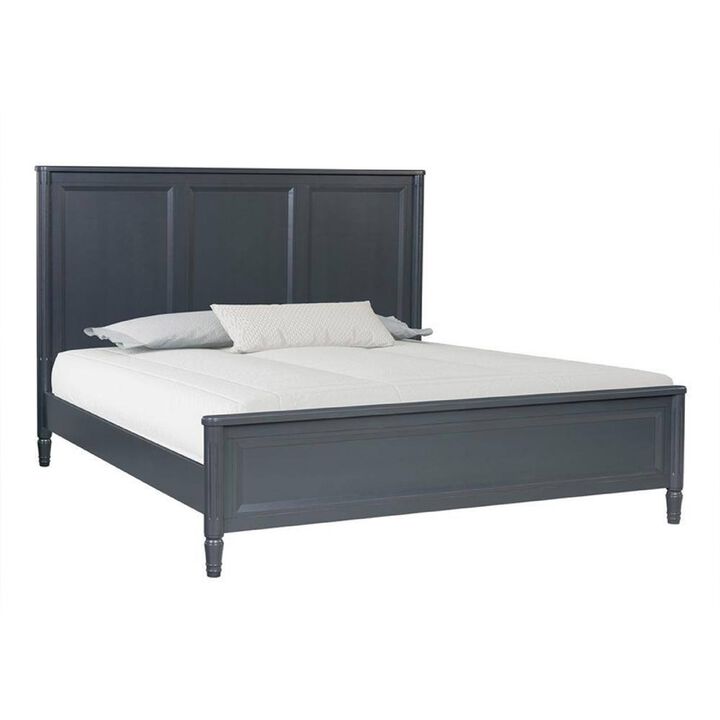 Alta Queen Size Bed, Classic French Design, Malta Blue Solid Wood