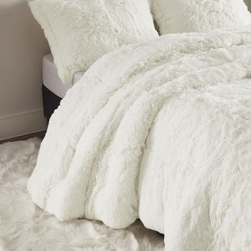 Belen Kox Shaggy Faux Fur Comforter Set - Ivory, Belen Kox
