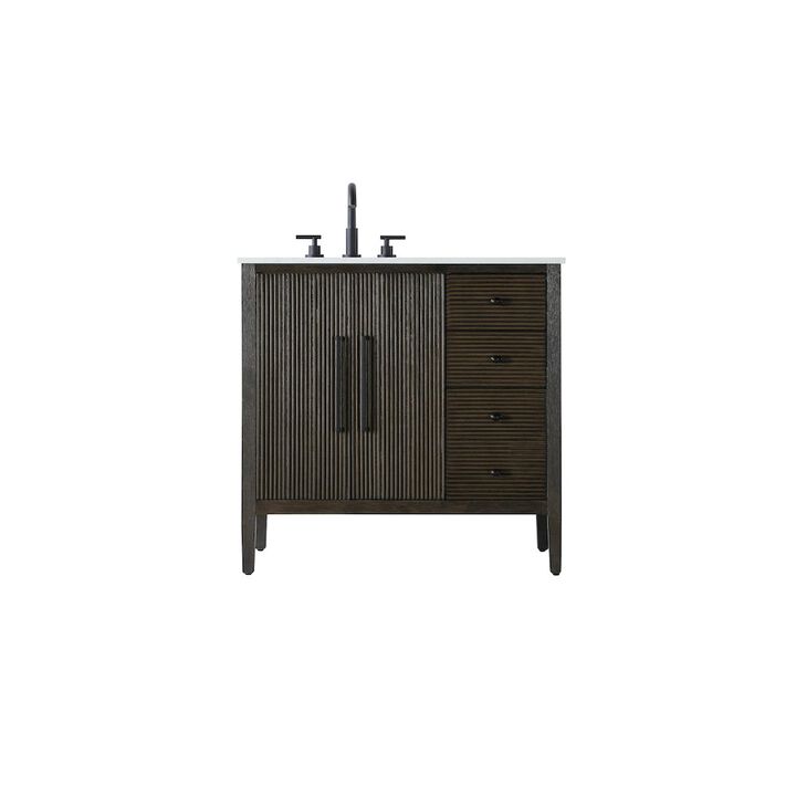 Elegant Kitchen and Bath 36 inch Single Bathroom Vanity in Chocolate Oak