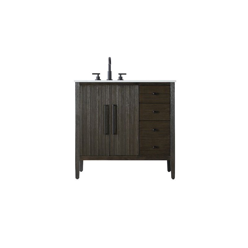 Elegant Kitchen and Bath 36 inch Single Bathroom Vanity in Chocolate Oak