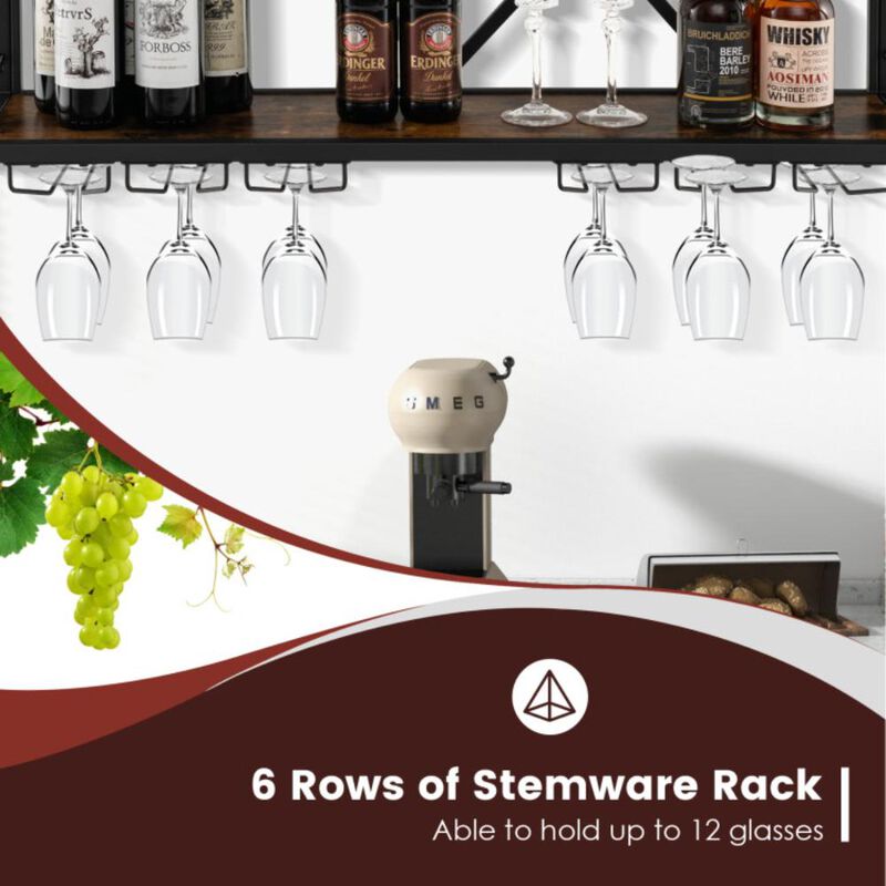 Hivvago Wall Mounted Wine Rack for 39 Bottles and 12 Glasses