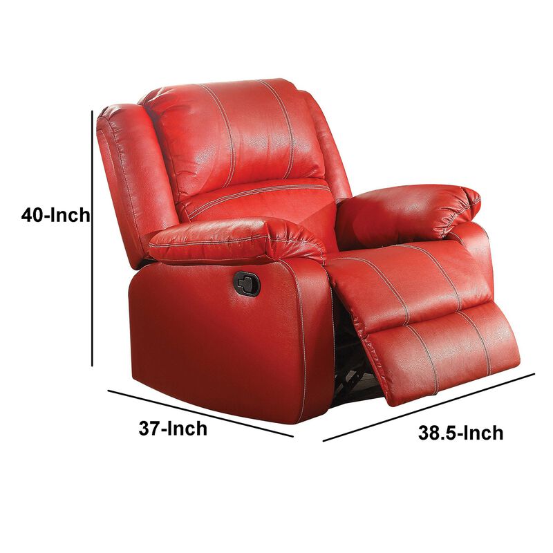 Faux Leather Recliner Chair, Red-Benzara