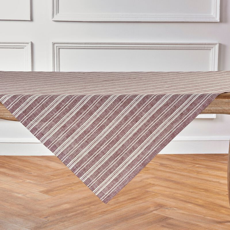 Solino Home Chelsea Stripe 100% Linen Table Throw &ndash; Handcrafted, Machine Washable, Perfect for Holiday and Everyday Dining