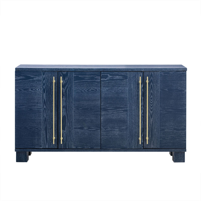 Whisen Classic Style Wood Sideboard Buffet Cabinet with Adjustable Shelves and Gold Handles - Antique Navy