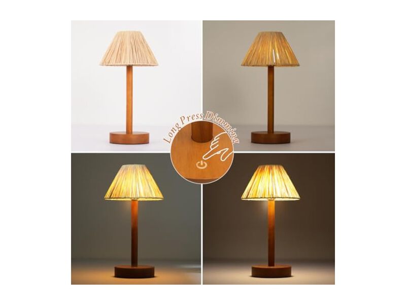 Rechargeable Dimmable Portable Wood Bedside Lamp For Living Room Bedroom Office image number 2
