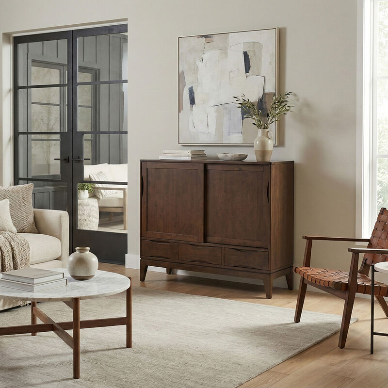 Harper 48 inch Wide Solid Hardwood Mid-Century Modern Medium Storage Cabinet in Walnut Brown image number 2