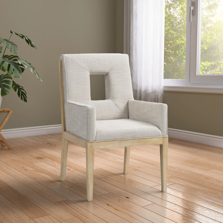 Meridian Furniture Gwendolyn Light Blue Linen Textured Fabric Dining Arm Chair