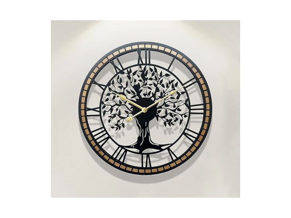 Tree Of Life Metal Wall Clock 24 Inch Silent Non Ticking Battery Operated