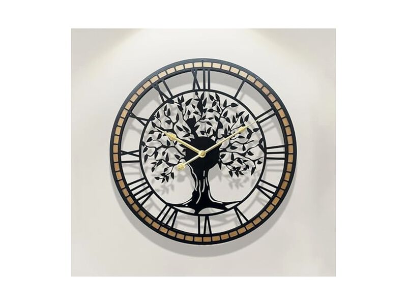 Tree Of Life Metal Wall Clock 24 Inch Silent Non Ticking Battery Operated image number 1