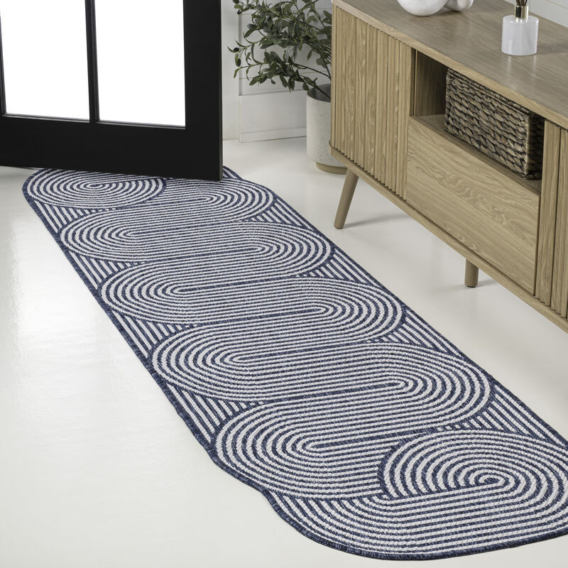 Margot Modern Geometric Arch Stripe Indoor/Outdoor Shaped Area Rug