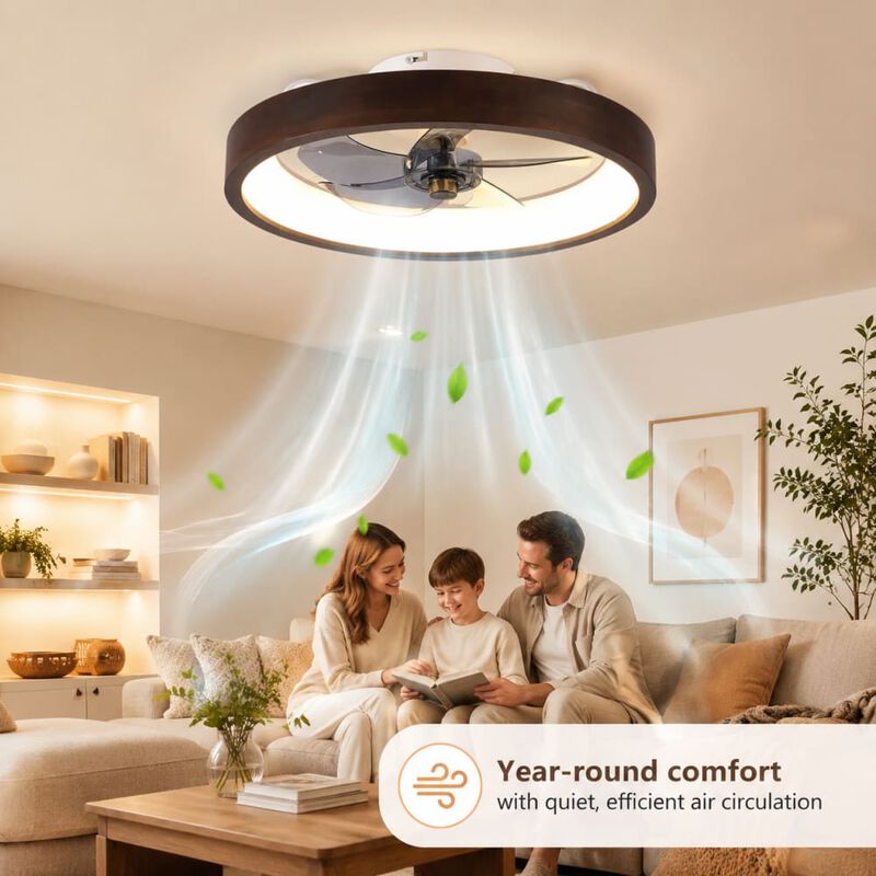 ELEMENT ACE 20 Inch Flush Mount Ceiling Fan with Dimmable LED Light Kit, 6 Adjustable Speeds Quiet DC Motor, Reversible Rotation for Bedroom, Living Room, Kitchen image number 3