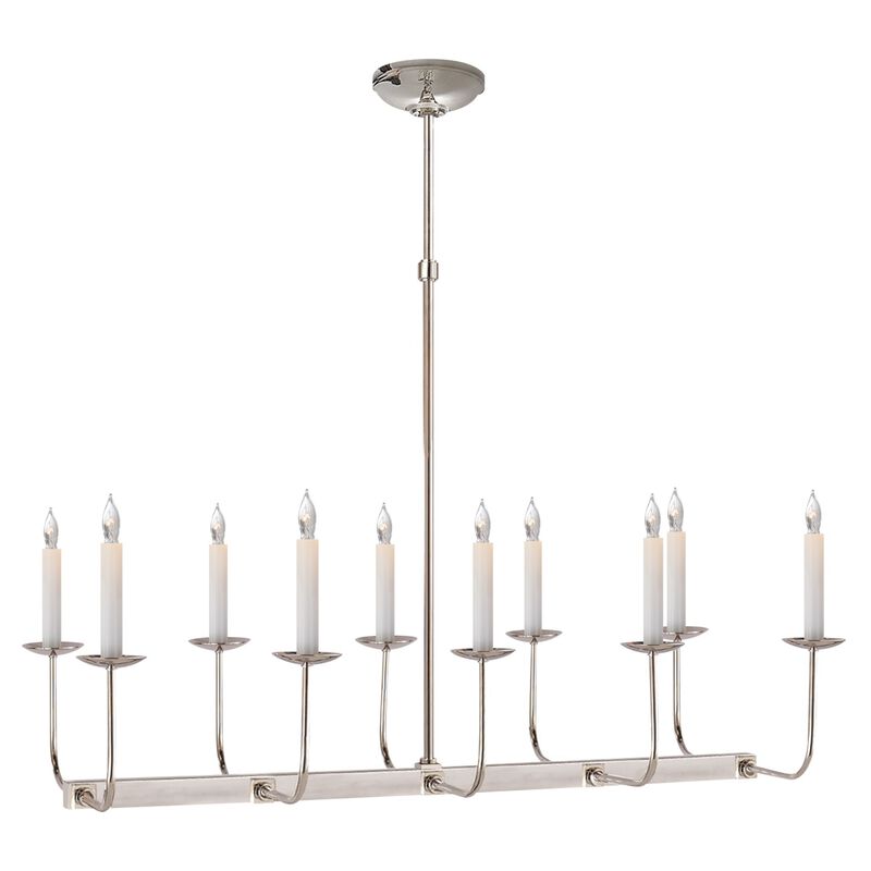 Linear Branched Chandelier in Polished Nickel