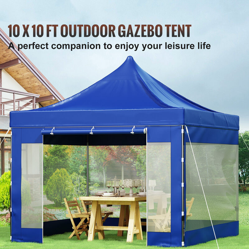 Instant Pop Up Patio Canopy with Sidewalls and Wheels, Waterproof Party Shelter