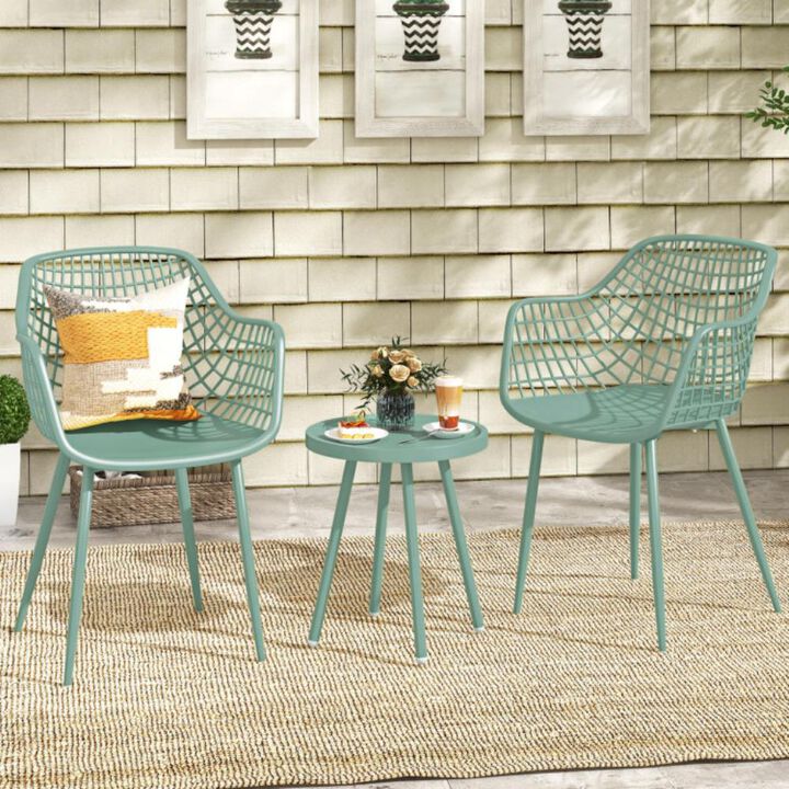 Hivvago 3 Piece Patio Chair Set with PP Seat and Tabletop for Porch